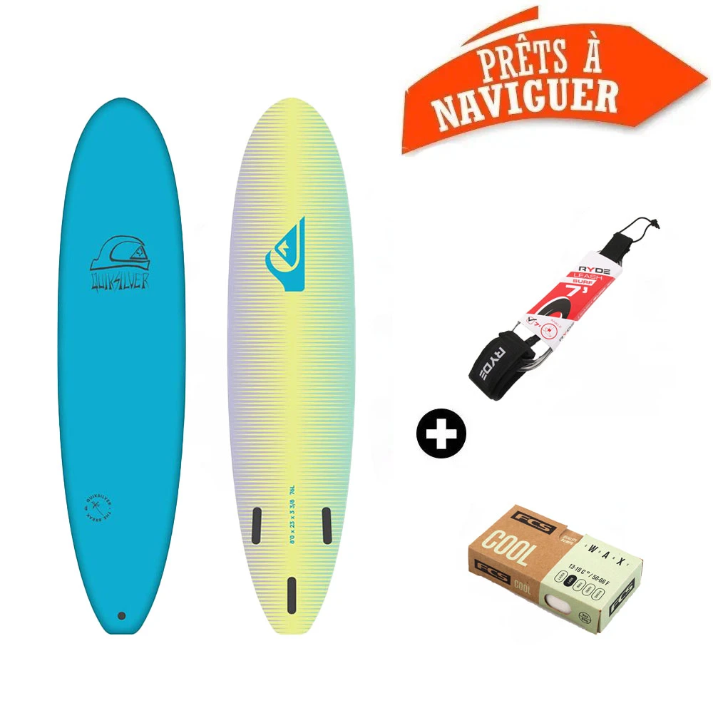 Surf Mousse Quiksilver Break Bleu + Leash + Wax 2 Surf Mousse Quiksilver Break Bleu + Leash + Wax – Image 2