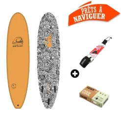 Surf Mousse Quiksilver Break Orange + Leash + Wax